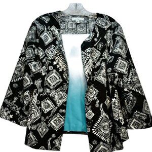 Coldwater Creek Black Whit eKimono Jacket 12